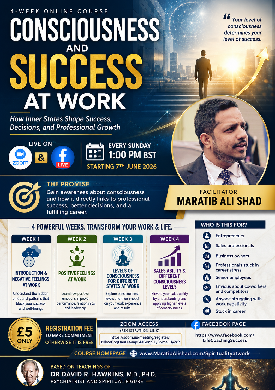 Consciousness and Success at Work 4 Week Online Course with Maratib Ali Shad